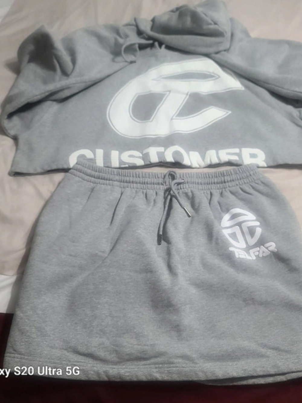 Telfar Customer Hoodie and Sweatskirt Set Gray Size M/L